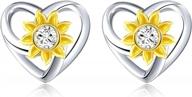 душите своих близких солнечным светом: серебряные серьги-гвоздики snzm sunflower &amp; heart из стерлингового серебра логотип