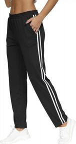 img 3 attached to Женские спортивные штаны в полоску по бокам с эластичным поясом и удобными карманами для тренировок от BLEVONH
