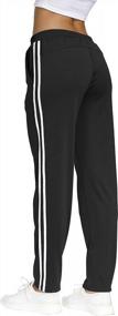 img 1 attached to Женские спортивные штаны в полоску по бокам с эластичным поясом и удобными карманами для тренировок от BLEVONH