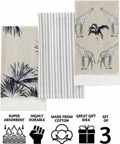 img 3 attached to Folkulture Kitchen Towels With Hanging Loop, 18 X 28 Inches, Set Of 3 Modern Tea Towels Or Dish Towels For Drying Dishes, 100% Cotton Hanging Hand Towels For Boho Décor, Absorbent (Charcoal Gray)