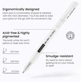 img 3 attached to Enhance Your Artistic Skills With ARTEZA'S White Gel Pen Set - 12 Pens With 0.6Mm, 0.8Mm, And 1.00 Mm Nibs For Writing, Drawing And Sketching