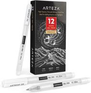 enhance your artistic skills with arteza's white gel pen set - 12 pens with 0.6mm, 0.8mm, and 1.00 mm nibs for writing, drawing and sketching logo