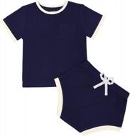 twinor бамбуковая ребристая футболка для малышей и шорты комплект летней одежды для мальчиков и девочек - комплект одежды из 2 предметов логотип