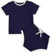 twinor bamboo ribbed baby & toddler t-shirt and shorts summer outfits set for boys and girls - 2 piece clothes set logo