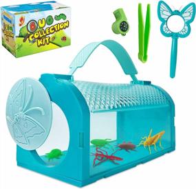 img 4 attached to Bug Catcher Kit Critter Cage Butterfly Bug House Outdoor Toy Gift For Kids Ages 3-8+ Year Old Boys Girls, Explorer Set With Tweezers And Whistles For Backyard Exploration