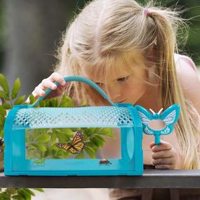 img 1 attached to Набор для ловли жуков Critter Cage Butterfly Bug House Уличная игрушка в подарок для детей в возрасте от 3 до 8 лет, мальчики и девочки, набор исследователей с пинцетом и свистками для исследования заднего двора