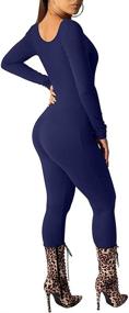 img 2 attached to LAGSHIAN Womens Bodycon Sleeve Jumpsuit Women's Clothing at Jumpsuits, Rompers & Overalls