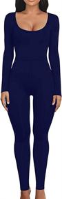 img 4 attached to LAGSHIAN Womens Bodycon Sleeve Jumpsuit Women's Clothing at Jumpsuits, Rompers & Overalls