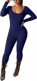 img 3 attached to LAGSHIAN Womens Bodycon Sleeve Jumpsuit Women's Clothing at Jumpsuits, Rompers & Overalls