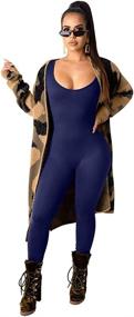 img 1 attached to LAGSHIAN Womens Bodycon Sleeve Jumpsuit Women's Clothing at Jumpsuits, Rompers & Overalls