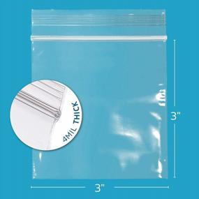 img 3 attached to 200-Pack 3" X 3" Clear Plastic Reclosable Zip Bags | Heavy Duty 4 Mil Thick Poly Baggies With Resealable Lock For Travel, Storage, Packaging & Shipping