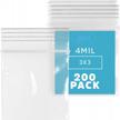 200-pack 3" x 3" clear plastic reclosable zip bags | heavy duty 4 mil thick poly baggies with resealable lock for travel, storage, packaging & shipping logo