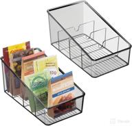 📦 mdesign plastic food packet organizer bin caddy - kitchen and pantry storage station - ideal for spice pouches, dressing mixes, hot chocolate, tea, sugar packets - 2 pack, smoke gray logo