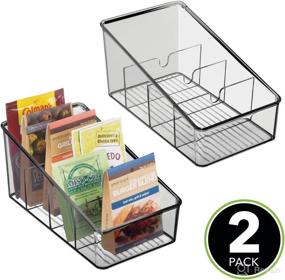 img 3 attached to 📦 mDesign Plastic Food Packet Organizer Bin Caddy - Kitchen and Pantry Storage Station - Ideal for Spice Pouches, Dressing Mixes, Hot Chocolate, Tea, Sugar Packets - 2 Pack, Smoke Gray