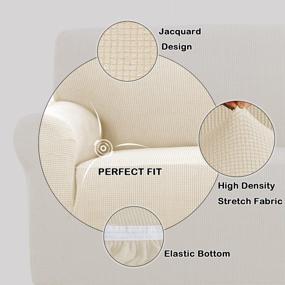 img 2 attached to Stretch Sofa Slipcover Chair Slipcover - 1 Piece Armchair Cover For Living Room With Jacquard Fabric And Elastic Bottom, Pet Furniture Protector - Fits Chair Size, Biscotti Beige