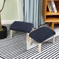 🪑 houchics 2 pack small foot stools and ottomans - ideal for bedroom and living room use - wood stool with soft cushion - ottoman foot rest with anti-slip pad - in black logo