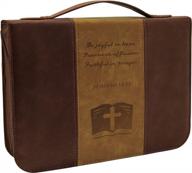 large vintage brown pu leather bible cover case with cross for men - durable zipper bible bag carrying case for optimal protection and style logo