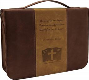 img 4 attached to Large Vintage Brown PU Leather Bible Cover Case With Cross For Men - Durable Zipper Bible Bag Carrying Case For Optimal Protection And Style