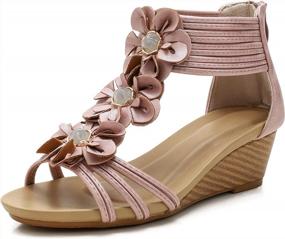 img 4 attached to Women'S FRALOSHA Wedge Sandals: Open Toe, High Heel & Breathable For Summer Beach Wear!