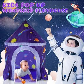 img 3 attached to Kids Play Tent, Crawl Tunnel & Ball Pit For Toddlers - Space Ship Xmas Gift Indoor/Outdoor Playhouse Castle Toys For 3-7 Years Old Boys Girls (Balls Not Included)