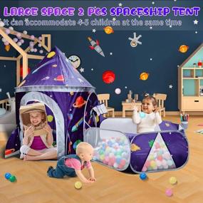 img 1 attached to Kids Play Tent, Crawl Tunnel & Ball Pit For Toddlers - Space Ship Xmas Gift Indoor/Outdoor Playhouse Castle Toys For 3-7 Years Old Boys Girls (Balls Not Included)
