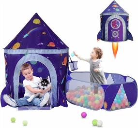img 4 attached to Kids Play Tent, Crawl Tunnel & Ball Pit For Toddlers - Space Ship Xmas Gift Indoor/Outdoor Playhouse Castle Toys For 3-7 Years Old Boys Girls (Balls Not Included)