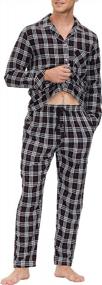 img 4 attached to Akula Men'S Winter Long Sleeve Pajamas Sets: Soft Contrast 2 Piece Lounge Set For Warm Comfort