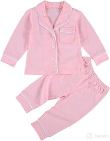 img 4 attached to 👶 Merqwadd Toddler Baby Button-Down Pajamas Set - Cotton 2-Piece PJ Set, Shirt and Pants Sleepwear for Unisex Kids