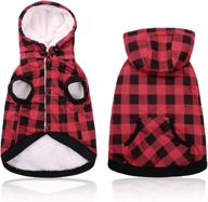 🧥 phyxin plaid dog winter coat: stylish & warm clothing for large, medium, and small dogs with removable hood - red xl логотип