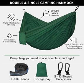 img 3 attached to Portable Nylon Parachute Camping Hammock With Tree Straps For Single Or Double Occupancy, Ideal For Outdoor Activities, Backpacking, Backyard, Patio Or Travel - KEPEAK