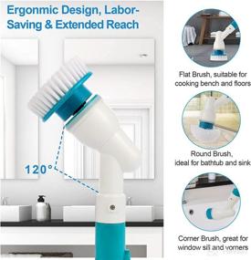 img 3 attached to 🧼 Efficient Electric Spin Scrubber: Cordless and Extendable Cleaning Brush for Bath, Kitchen, and More - Includes 1 Scrub Brush and 3 Brush Heads