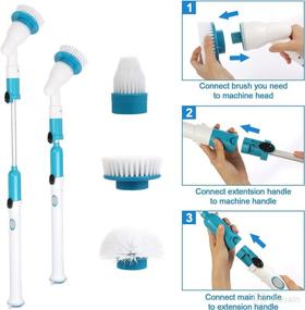 img 1 attached to 🧼 Efficient Electric Spin Scrubber: Cordless and Extendable Cleaning Brush for Bath, Kitchen, and More - Includes 1 Scrub Brush and 3 Brush Heads