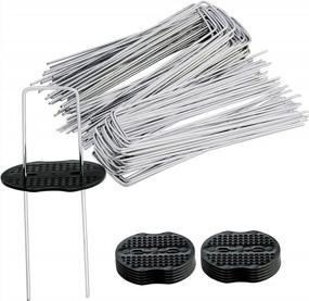 img 4 attached to 100Pcs 6In U-Shaped Garden Landscape Staples + 10Pc Fixing Gasket Sets For Outdoor Irrigation Hoses, Artificial Turf Nails, Fences & Tents