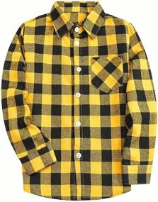 img 4 attached to 👕 Plaid Sleeve Shirt Button Black Boys' Clothing: Top-tier fashion for your little man!