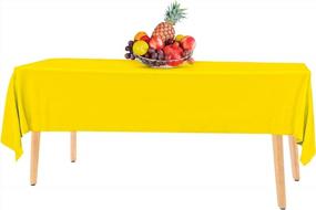 img 4 attached to 14 Pack Premium Yellow Plastic Tablecloth - 54 X 108 In. | Decorative Disposable Rectangle Table Cover For Parties