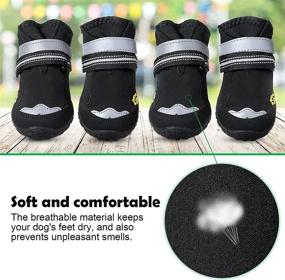 img 1 attached to 🐾 Petbank Dog Shoes - Rugged Anti-Slip Sole, Paw Protectors for Dogs - Small Dog Boots with Reflective Strips - Black, 4PCS