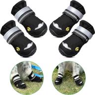 🐾 petbank dog shoes - rugged anti-slip sole, paw protectors for dogs - small dog boots with reflective strips - black, 4pcs логотип