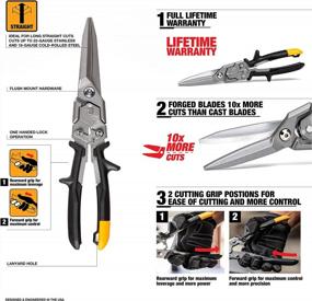 img 3 attached to ToughBuilt TB-H4-60-SL Straight Long Cut Aviation Snips With One-Handed Lock Operation For Precision Cutting