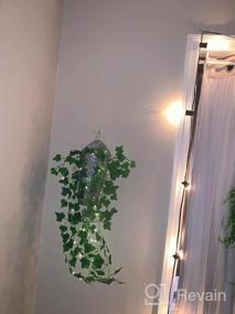 img 6 attached to Rustic Thicker Ivy Vines With Lights In Galvanized Metal Wall Planter - Hsuner Fake Hanging Plants For Modern Farmhouse Wall Decor, Boho Bedroom & Porch Decoration (Upgrade White)