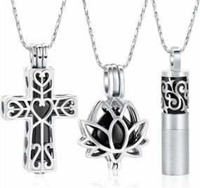 img 4 attached to Hollow Cross Cremation Jewelry Urn Necklace Pendant Keepsake For Ashes Men Women Imrsanl