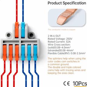 img 2 attached to GKEEMARS 10 Pcs 2-In-6 Out Wire Lever Splicing Connectors Quick Wiring Terminal Block