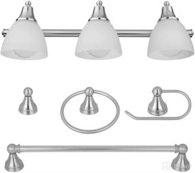 img 4 attached to 💡 Globe Electric 50700 3-Light Vanity All-in-One Bathroom Set, 5-Piece Brushed Steel Finish, Estorial, 70 Inch