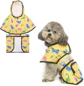 img 4 attached to PAWCHIE Waterproof Dog Raincoat Hooded – Leash Hole & Pocket, Reflective Strip, for Small Medium Large Dogs