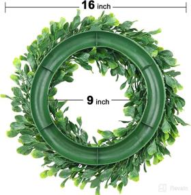 img 3 attached to 🌿 ElaDeco Faux Boxwood Wreath 15" - Artificial Greenery Wreath for Front Door, Wall, Window - Wedding Party, Home Decoration