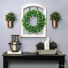 img 1 attached to 🌿 ElaDeco Faux Boxwood Wreath 15" - Artificial Greenery Wreath for Front Door, Wall, Window - Wedding Party, Home Decoration