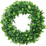 🌿 eladeco faux boxwood wreath 15" - artificial greenery wreath for front door, wall, window - wedding party, home decoration логотип