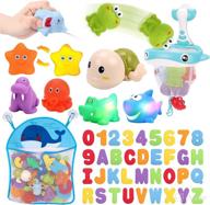 🛁 kaekid baby bath toys review: 36 foam bath letters & numbers with light up feature, water spray, squeeze bath set, fishing net & organizer bag included - fun bath water toys for kids toddlers ages 1-6 years old logo