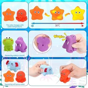 img 3 attached to 🛁 KaeKid Baby Bath Toys Review: 36 Foam Bath Letters & Numbers with Light up Feature, Water Spray, Squeeze Bath Set, Fishing Net & Organizer Bag included - Fun Bath Water Toys for Kids Toddlers Ages 1-6 Years Old