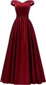 img 4 attached to 👗 YORFORMALS Off-The-Shoulder Beaded Satin Prom Dress: A-line, Long Evening Ball Gown with Pockets for Women