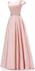 img 3 attached to 👗 YORFORMALS Off-The-Shoulder Beaded Satin Prom Dress: A-line, Long Evening Ball Gown with Pockets for Women